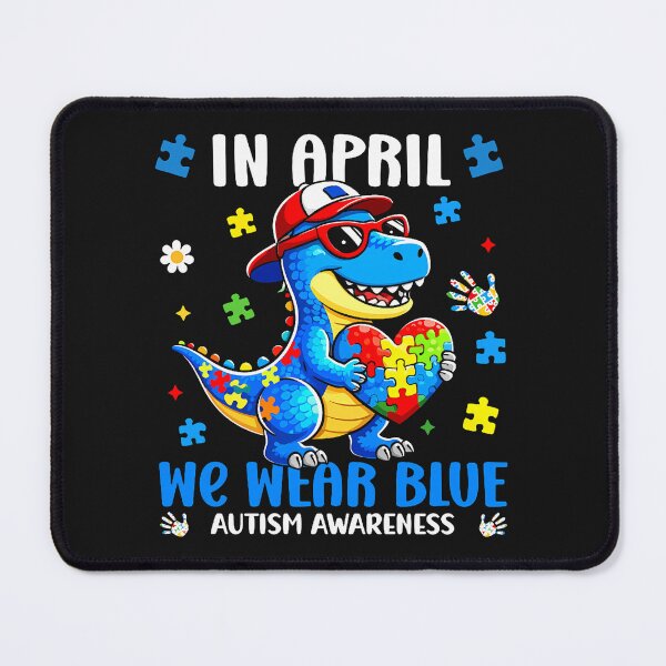 Item preview, In April We Wear Blue Autism Awareness Dino Puzzle designed and sold by Le7yaStore.