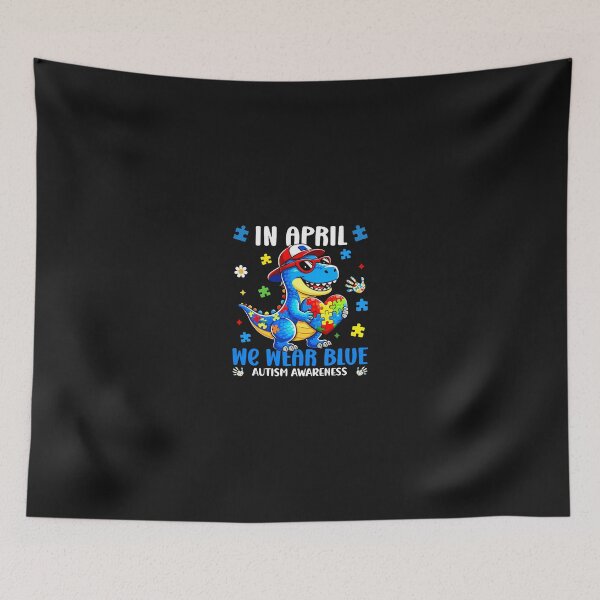 Item preview, In April We Wear Blue Autism Awareness Dino Puzzle designed and sold by Le7yaStore.