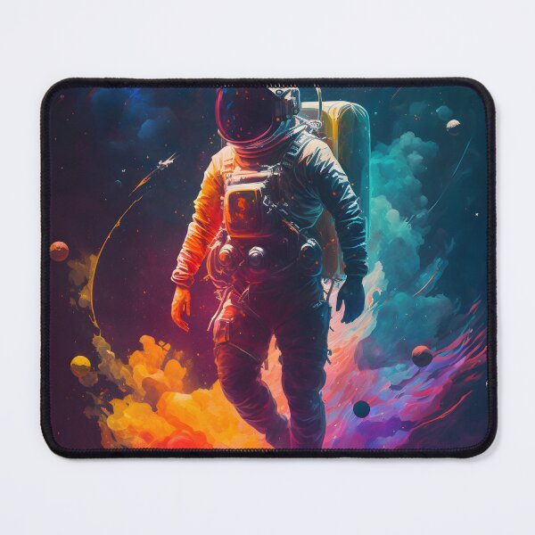 Item preview, Astronaut Walking Through Rainbow Nebula - Cosmic Art with Vibrant Pictorial Style designed and sold by Hipatye26.
