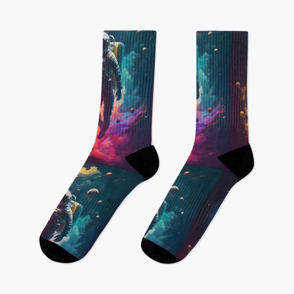 Item preview, Astronaut Walking Through Rainbow Nebula - Cosmic Art with Vibrant Pictorial Style designed and sold by Hipatye26.