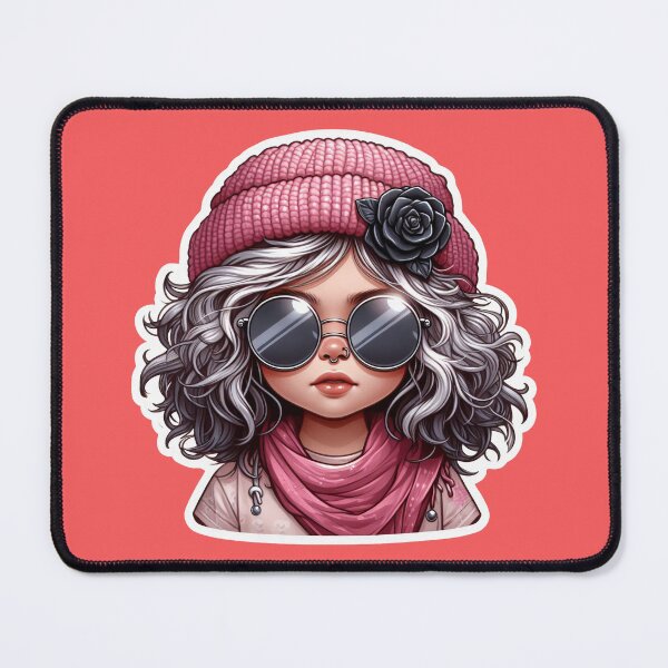 Item preview, Girl in Pink Beanie and Sunglasses designed and sold by BlurBlurDesign.