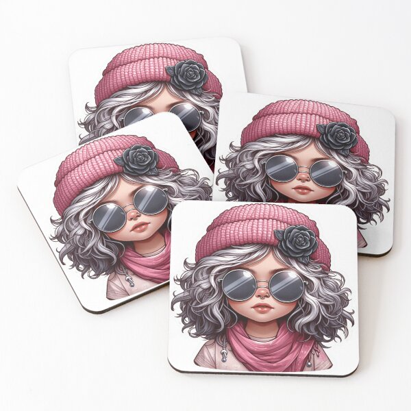 Item preview, Girl in Pink Beanie and Sunglasses designed and sold by BlurBlurDesign.