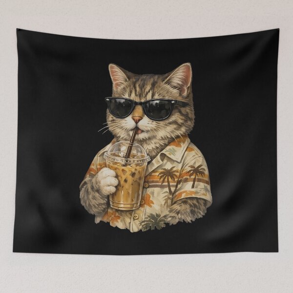 Item preview, Cat Iced Coffee Funny Animal Meme - Summer Vibes designed and sold by gunaone-design.