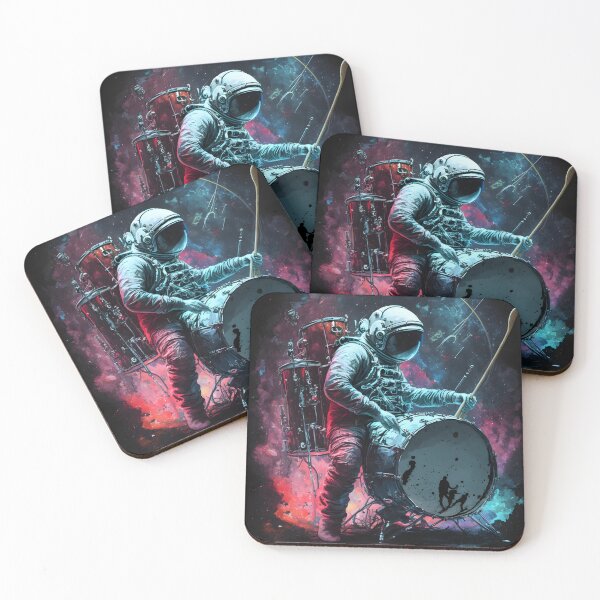 Item preview, Astronaut Drummer in Nebula - Pictorial Art that Unites Music and Cosmos designed and sold by Hipatye26.