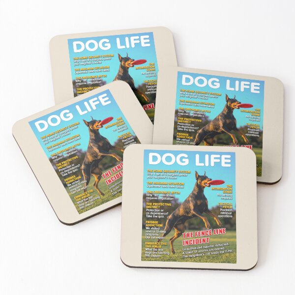 Item preview, Funny Doberman Magazine Cover — The Fence Line Incident (DOG LIFE Security Dog Humor) designed and sold by FrancophileFun.