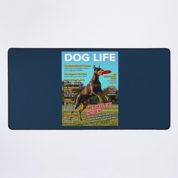Item preview, Funny Doberman Magazine Cover — The Fence Line Incident (DOG LIFE Security Dog Humor) designed and sold by FrancophileFun.
