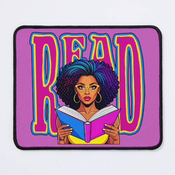 Item preview, Read Graphic 80s 90s Book Lover Neon African-American Woman Yellow Purple Teal Blue Pop Art designed and sold by pillarofme.