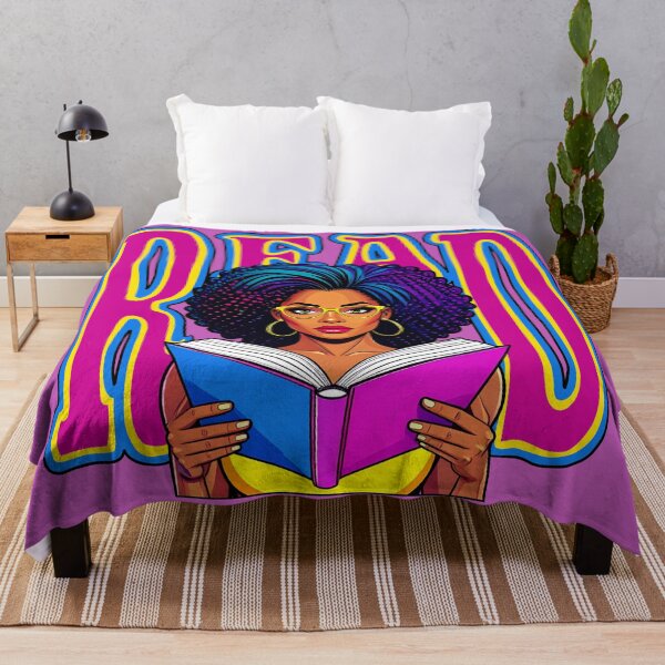 Item preview, Read Graphic 80s 90s Book Lover Neon African-American Woman Yellow Purple Teal Blue Pop Art designed and sold by pillarofme.