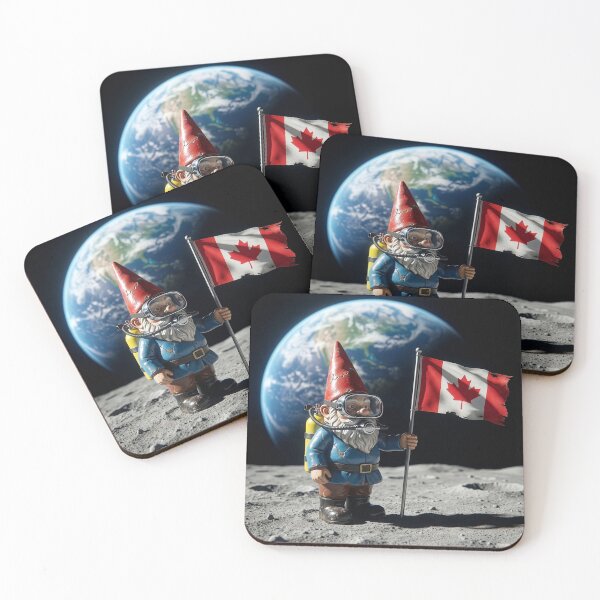 Item preview, Errant Garden Gnome Plants Canadian Flag on Moon designed and sold by Tridentulus.