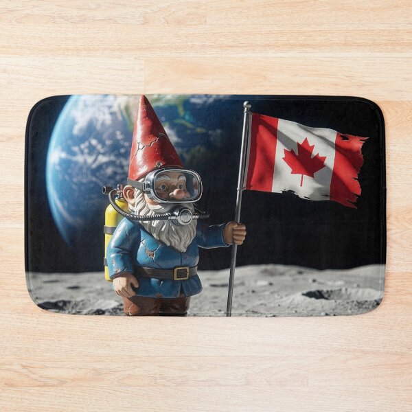 Item preview, Errant Garden Gnome Plants Canadian Flag on Moon designed and sold by Tridentulus.