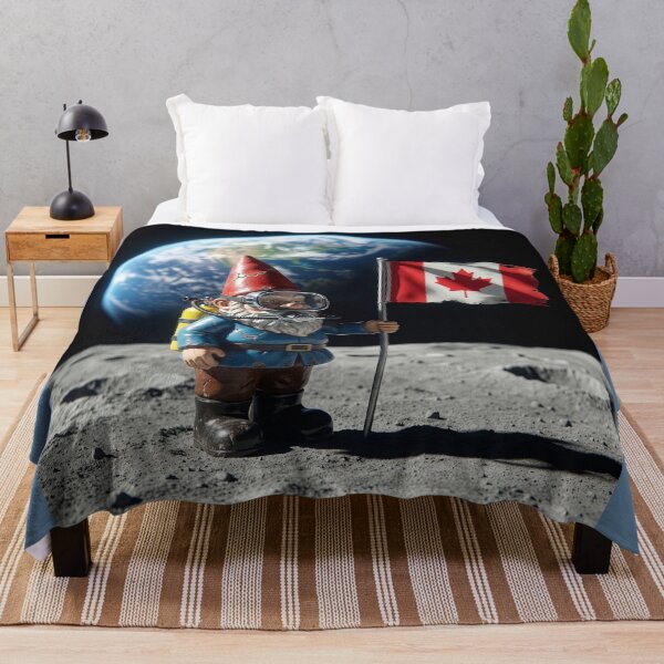 Item preview, Errant Garden Gnome Plants Canadian Flag on Moon designed and sold by Tridentulus.