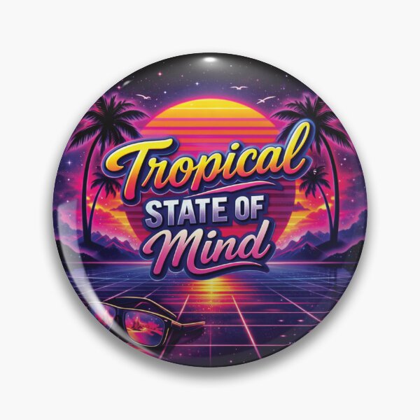 Item preview, Tropical State of Mind – Retro Synthwave Sunset Palm Trees Vaporwave Aesthetic Design designed and sold by 486DesignCo.