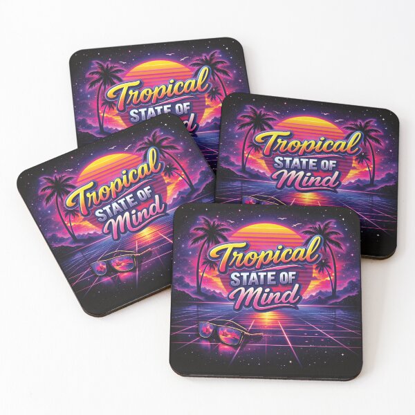 Item preview, Tropical State of Mind – Retro Synthwave Sunset Palm Trees Vaporwave Aesthetic Design designed and sold by 486DesignCo.