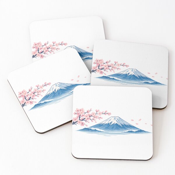 Item preview, Falling Cherry blossoms over Mount Fuji | Japanese Spring Minimalist Art designed and sold by maaameee.
