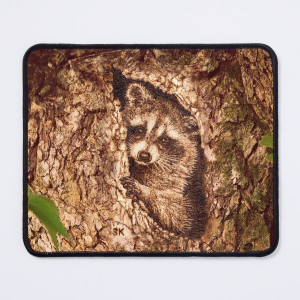 Item preview, Raccoon in Tree Hollow Woodburn designed and sold by MoodyMuseArt.