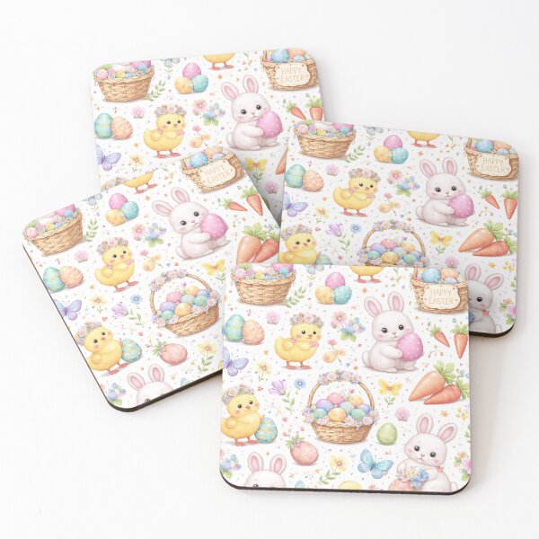 Item preview, Cute Easter Bunny & Chick Pattern – Pastel Spring Holiday Design designed and sold by AnimalAirtistry.