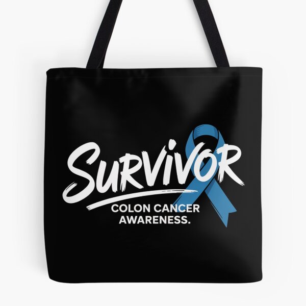 Item preview, Survivor Colon Cancer Awareness Shirt All-Caps Brush Script Ribbon Through Letters Tee designed and sold by DarylWelsh2024.