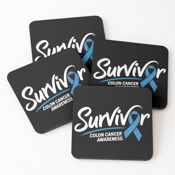 Item preview, Survivor Colon Cancer Awareness Shirt Mixed Case Script Blue Swoosh Ribbon Letter Tee designed and sold by DarylWelsh2024.