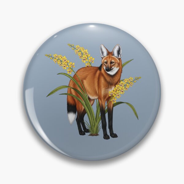 Item preview, Maned Wolf and Golden Orchid Botanical Art designed and sold by BirdsnStuff.
