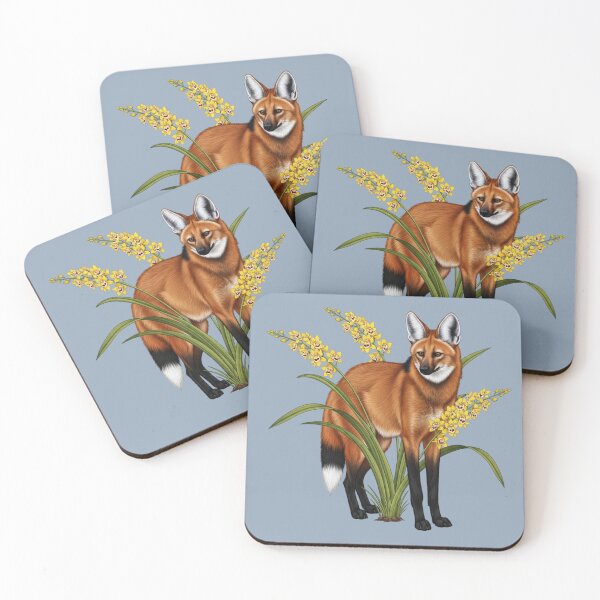 Item preview, Maned Wolf and Golden Orchid Botanical Art designed and sold by BirdsnStuff.