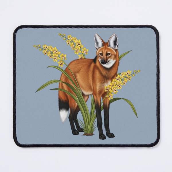 Item preview, Maned Wolf and Golden Orchid Botanical Art designed and sold by BirdsnStuff.