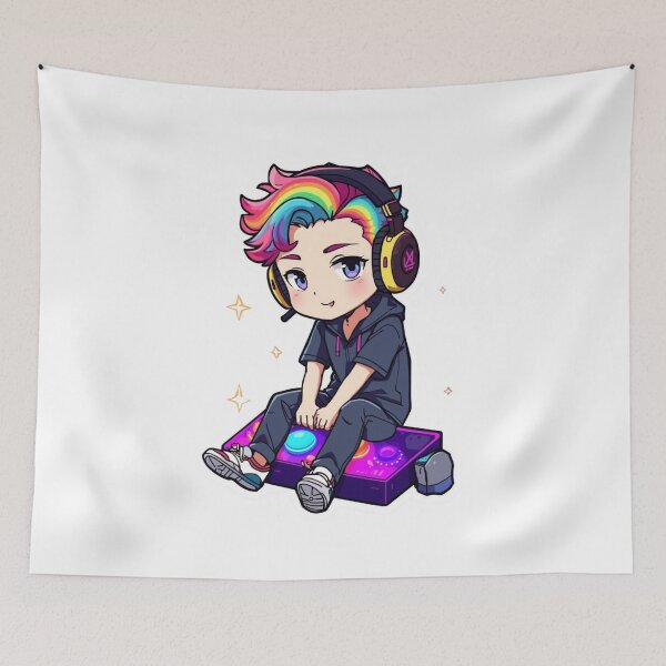 Item preview, Anime Gamer Sitting on Neon Arcade Buttons designed and sold by Animepopstudio.