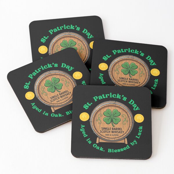 Item preview, St. Patrick’s Day “Single Barrel Scotch Whiskey – Oak & Clover” designed and sold by Pandemonium Art & Design.
