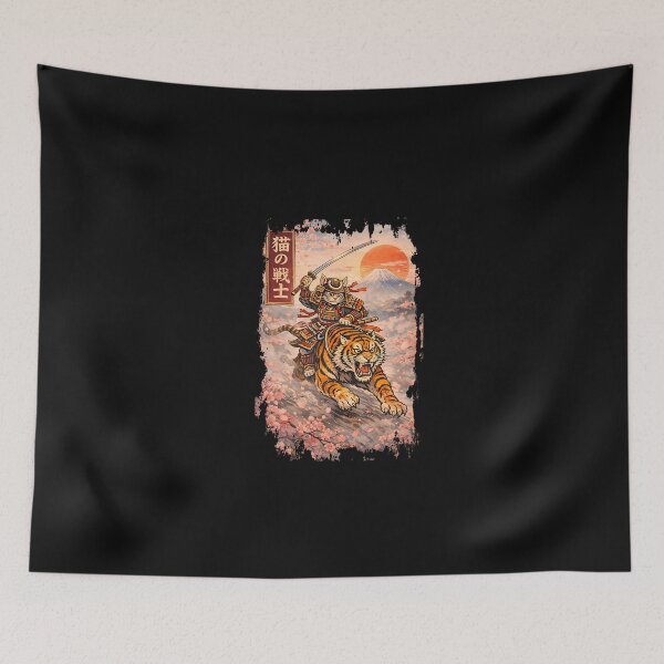 Item preview, Fierce Cat Samurai Riding A Tiger Artwork designed and sold by irifine.