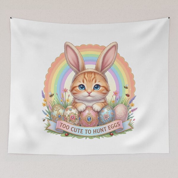 Item preview, Too Cute to Hunt Eggs – Cute Easter Kitten Bunny Ears Shirt designed and sold by relso.