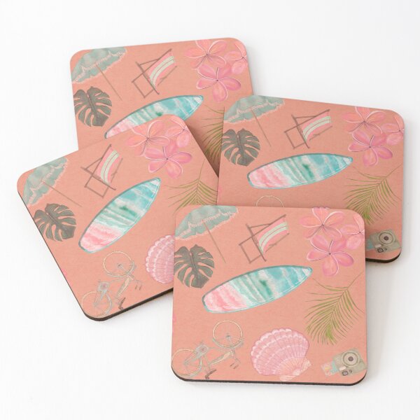 Item preview, Tropical Beach Getaway Theme on Textured Coral Background designed and sold by PD-Coastal.