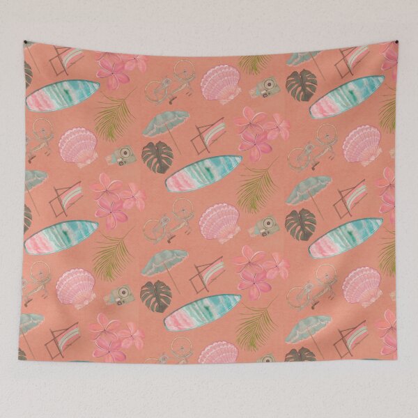 Item preview, Tropical Beach Getaway Theme on Textured Coral Background designed and sold by PD-Coastal.