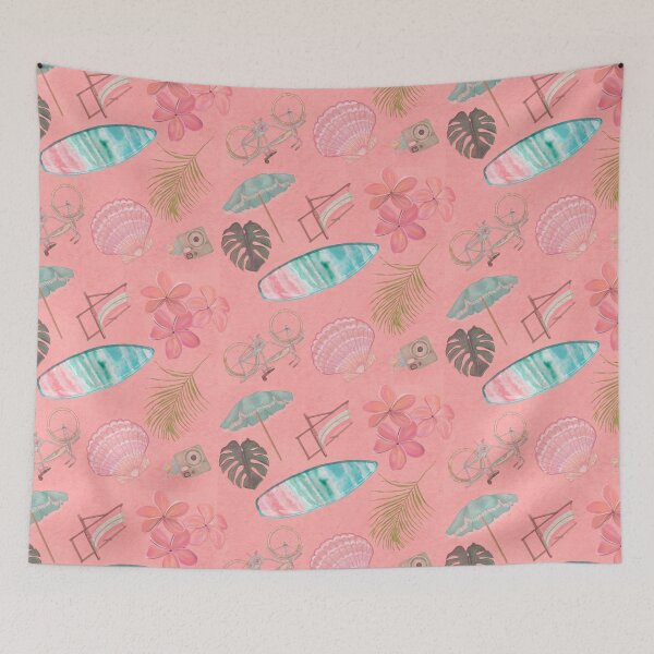 Item preview, ropical Beach Getaway Theme on Textured Pink Background designed and sold by PD-Coastal.