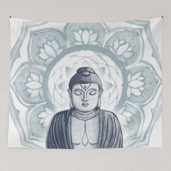 Item preview, Buddha Padma Watercolor - Snow Dusk Peacock designed and sold by Irene Estelle.