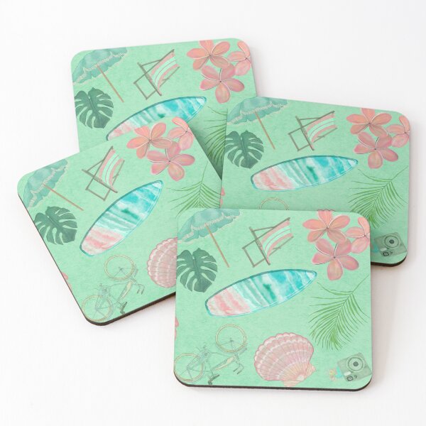 Item preview, Tropical Beach Getaway Theme on Textured Green Background designed and sold by PD-Coastal.