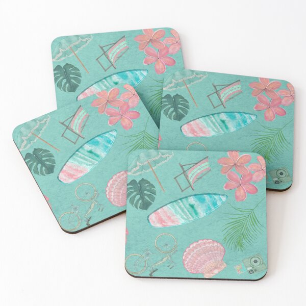 Item preview, Tropical Beach Getaway Theme on Textured Teal Background designed and sold by PD-Coastal.