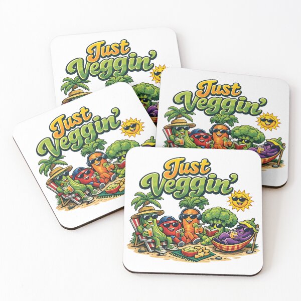 Item preview, Just Veggin Funny Vegetable T-Shirt – Relaxing Veggie Cartoon Graphic Tee designed and sold by 486DesignCo.