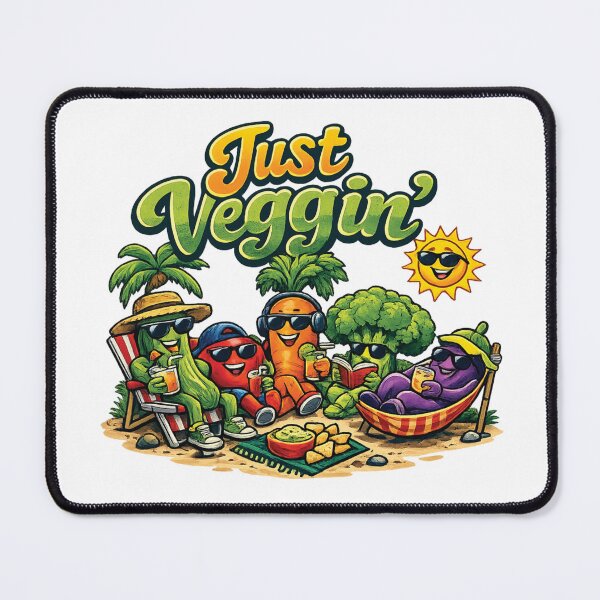 Item preview, Just Veggin Funny Vegetable T-Shirt – Relaxing Veggie Cartoon Graphic Tee designed and sold by 486DesignCo.