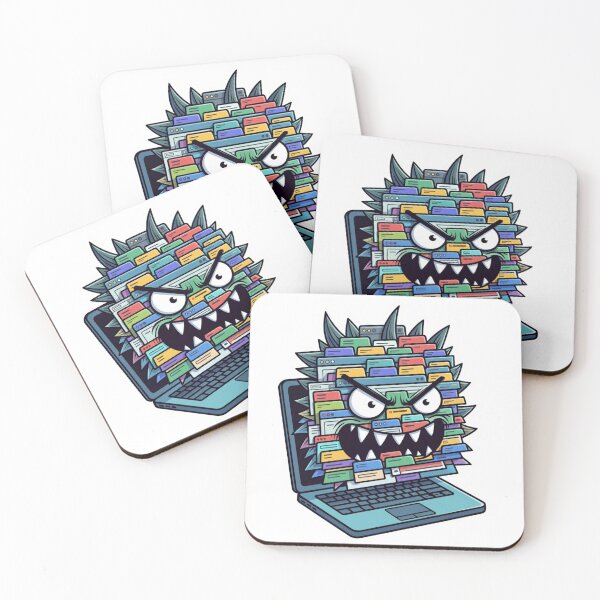 Item preview, Too Many Tabs Funny Programmer Tech Overload Laptop Monster designed and sold by ZYNORAworld.