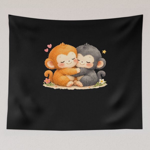 Item preview, Adorable Monkey Friends Hugging designed and sold by HUTEND.