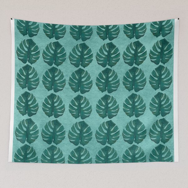 Item preview, Monstera Leaves on Teal Textured Background designed and sold by PD-Coastal.