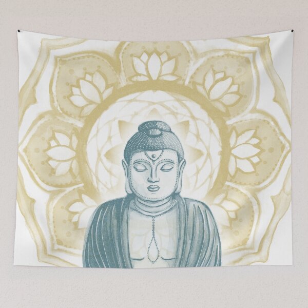 Item preview, Buddha Padma Watercolor - Snow Peacock Saffron designed and sold by Irene Estelle.