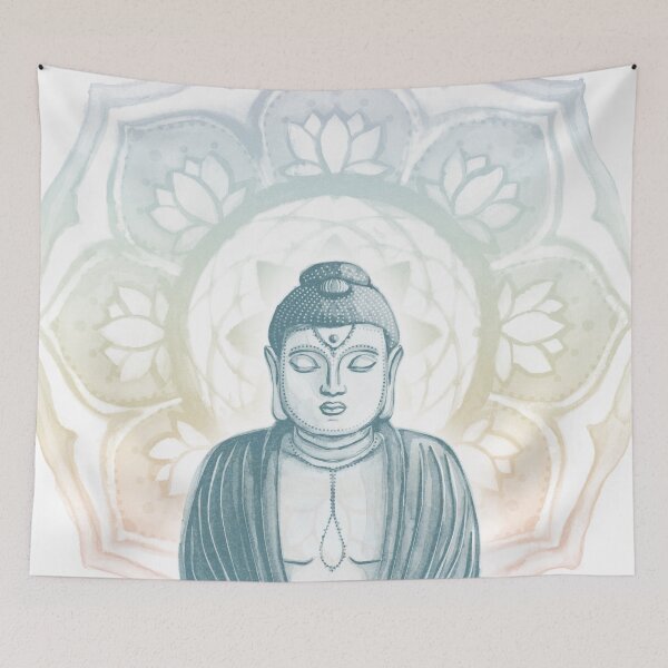 Item preview, Buddha Padma Watercolor - Snow Peacock Rainbow Sorbet designed and sold by Irene Estelle.