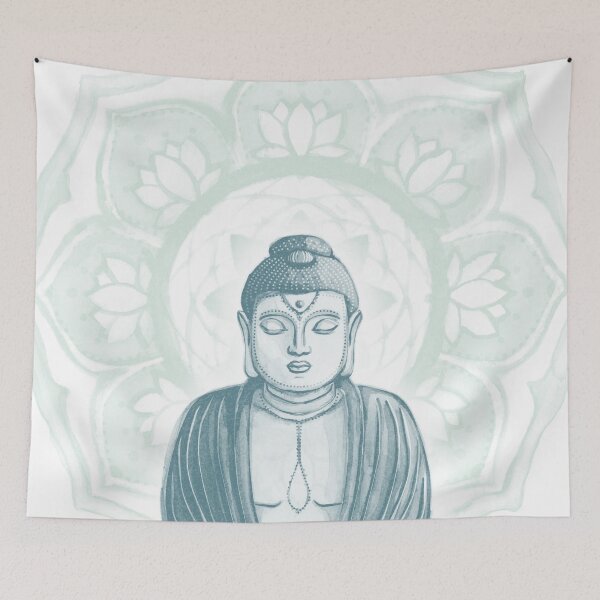 Item preview, Buddha Padma Watercolor - Snow Peacock Mint designed and sold by Irene Estelle.