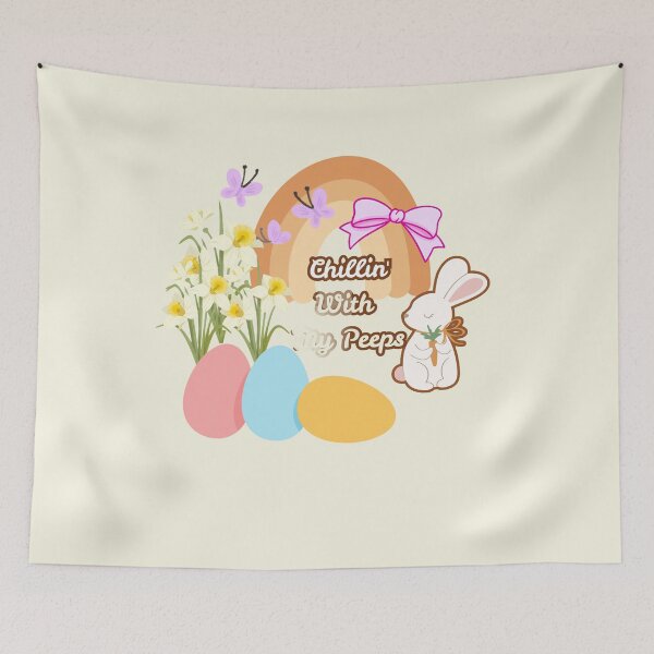 Item preview, Chillin' With My Peeps Easter Shirt - Retro Boho Bunny Rainbow Tee - Cute Spring Butterfly & Floral Graphic designed and sold by Akira Design Store.