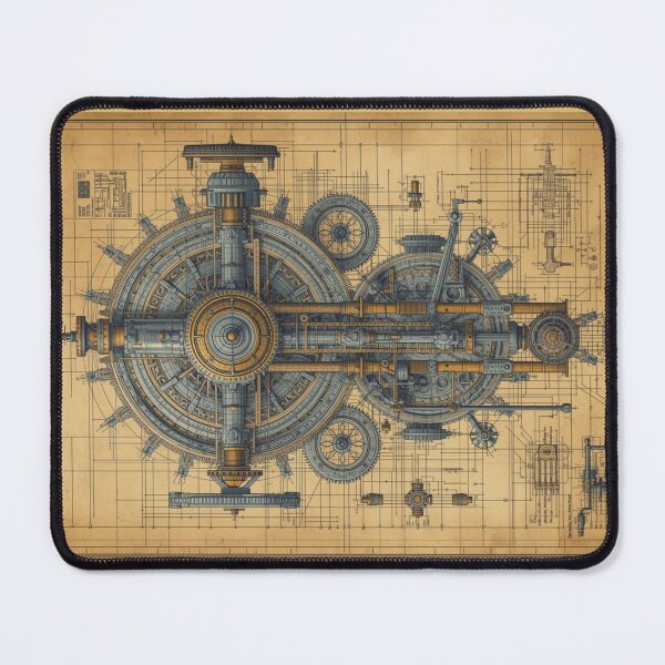 Item preview, Vintage Steampunk Chronometer Blueprint Technical Illustration designed and sold by AAMHdesigns.