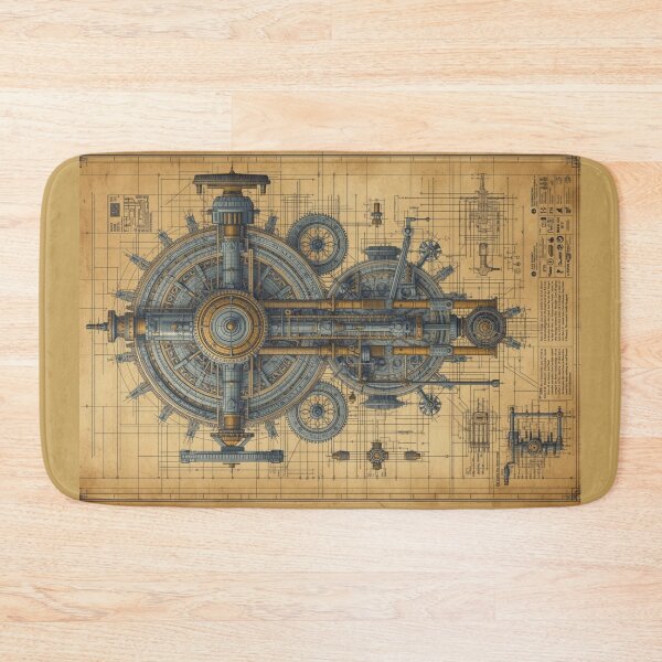 Item preview, Vintage Steampunk Chronometer Blueprint Technical Illustration designed and sold by AAMHdesigns.