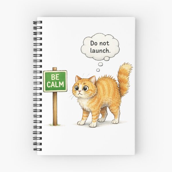 Item preview, Be Calm Cat Tee Design – Funny Agitated Cat “Do Not Launch" designed and sold by FunscapeHQ.