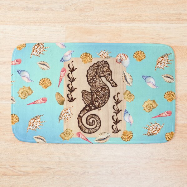 Item preview, Seahorse Tangle Woodburn with Seashells designed and sold by MoodyMuseArt.