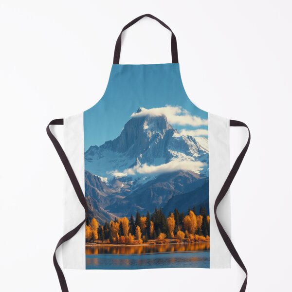 Item preview, Snowy Mountain Peak Above Golden Autumn Lake designed and sold by Vida e Arte.