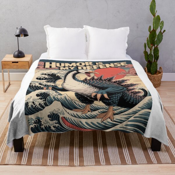 Item preview, Humor Is My Defense Kaiju Goose Retro Wave Graphic T-Shirt designed and sold by NewUSShop.